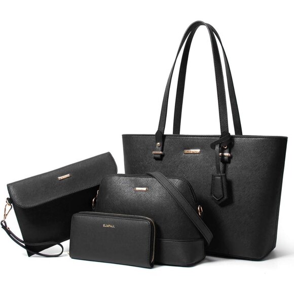 Fashion-Forward Black Leather Tote & Purse Set - Perfect for Every Occasion - Picture 1 of 6